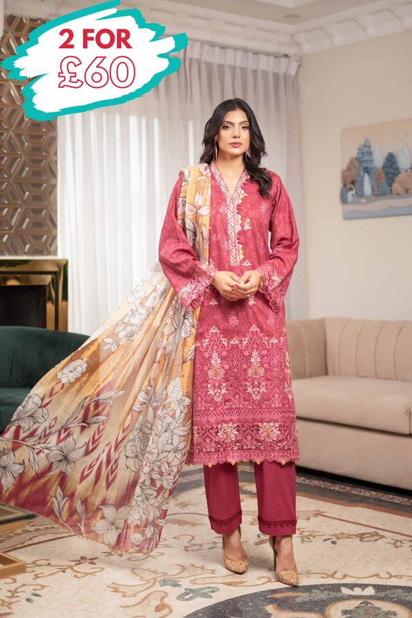 Munira Embroidered Lawn 3 Piece Suit MUN668