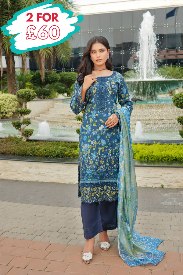 Munira Embroidered Lawn 3 Piece Suit MUN665