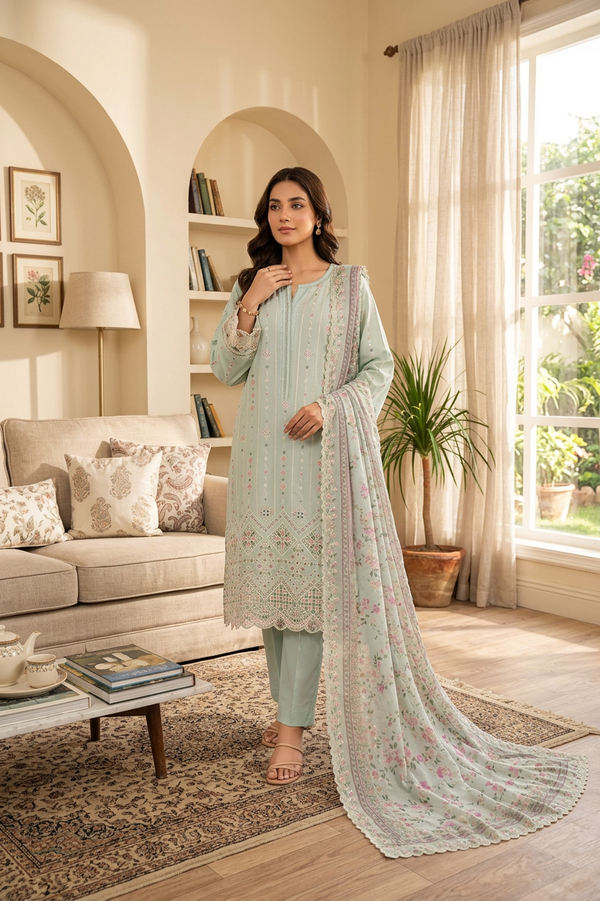Bin Saeed Luxury Lawn 3 Piece Suit BIN221