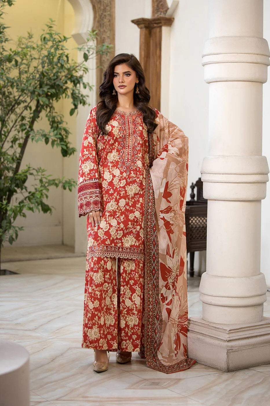 Bin Tayyab Embroidered Lawn 3 Piece Suit BIT05
