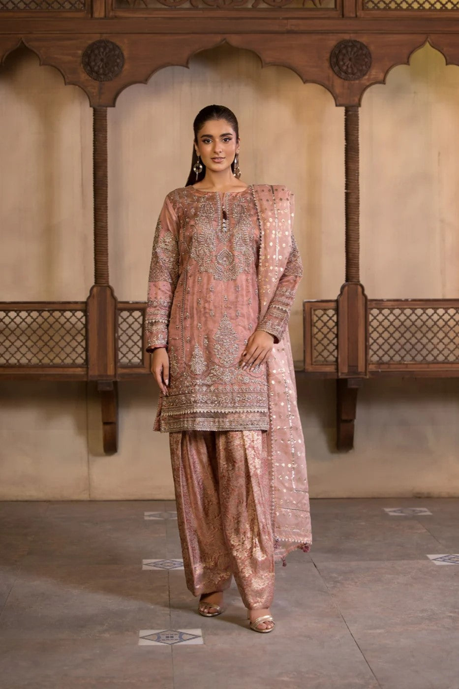 Bin Tayyab Embroidered Farshi Shalwar Wedding Wear BIT01