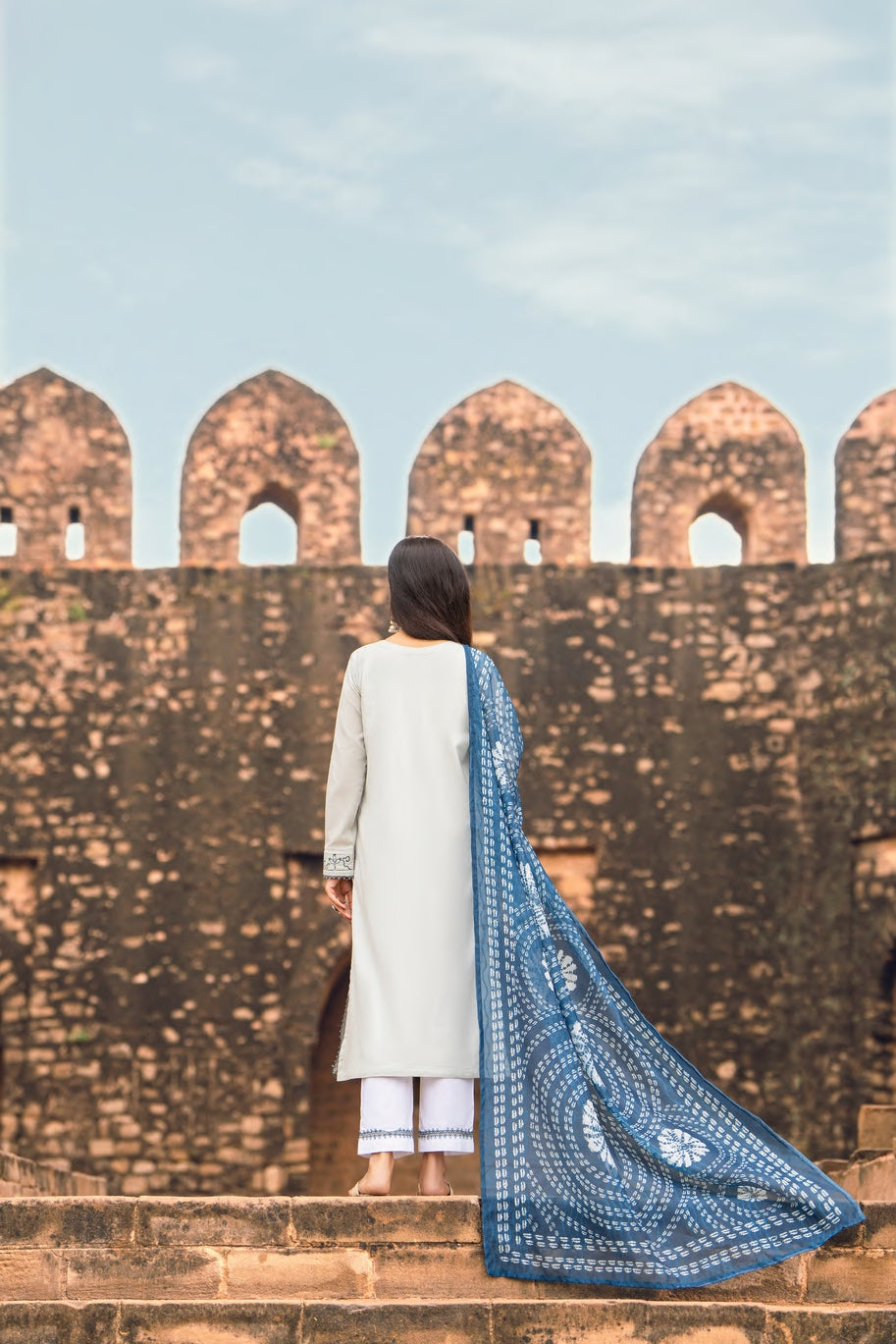 Casual Lite Embroidered Cotton 3 Piece Suit CAS07