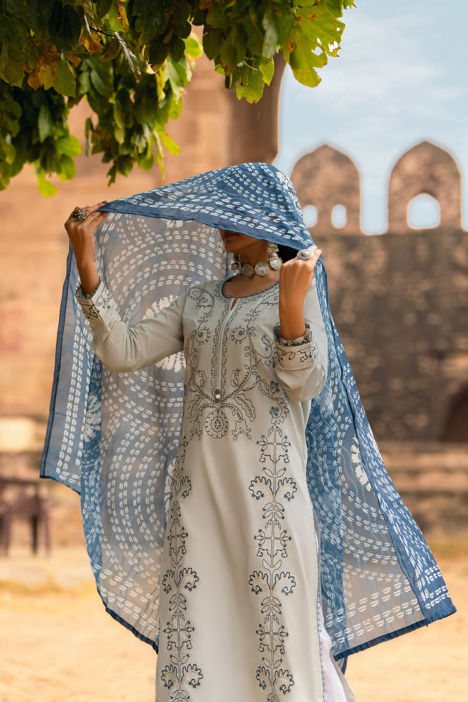 Casual Lite Embroidered Cotton 3 Piece Suit CAS07