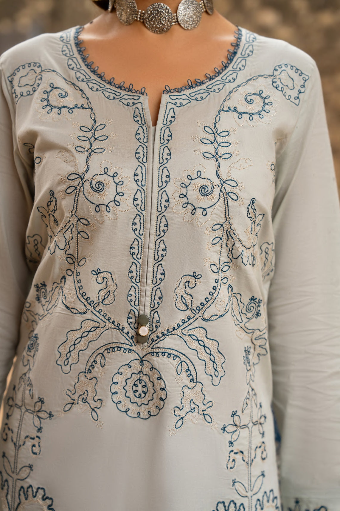 Casual Lite Embroidered Cotton 3 Piece Suit CAS07