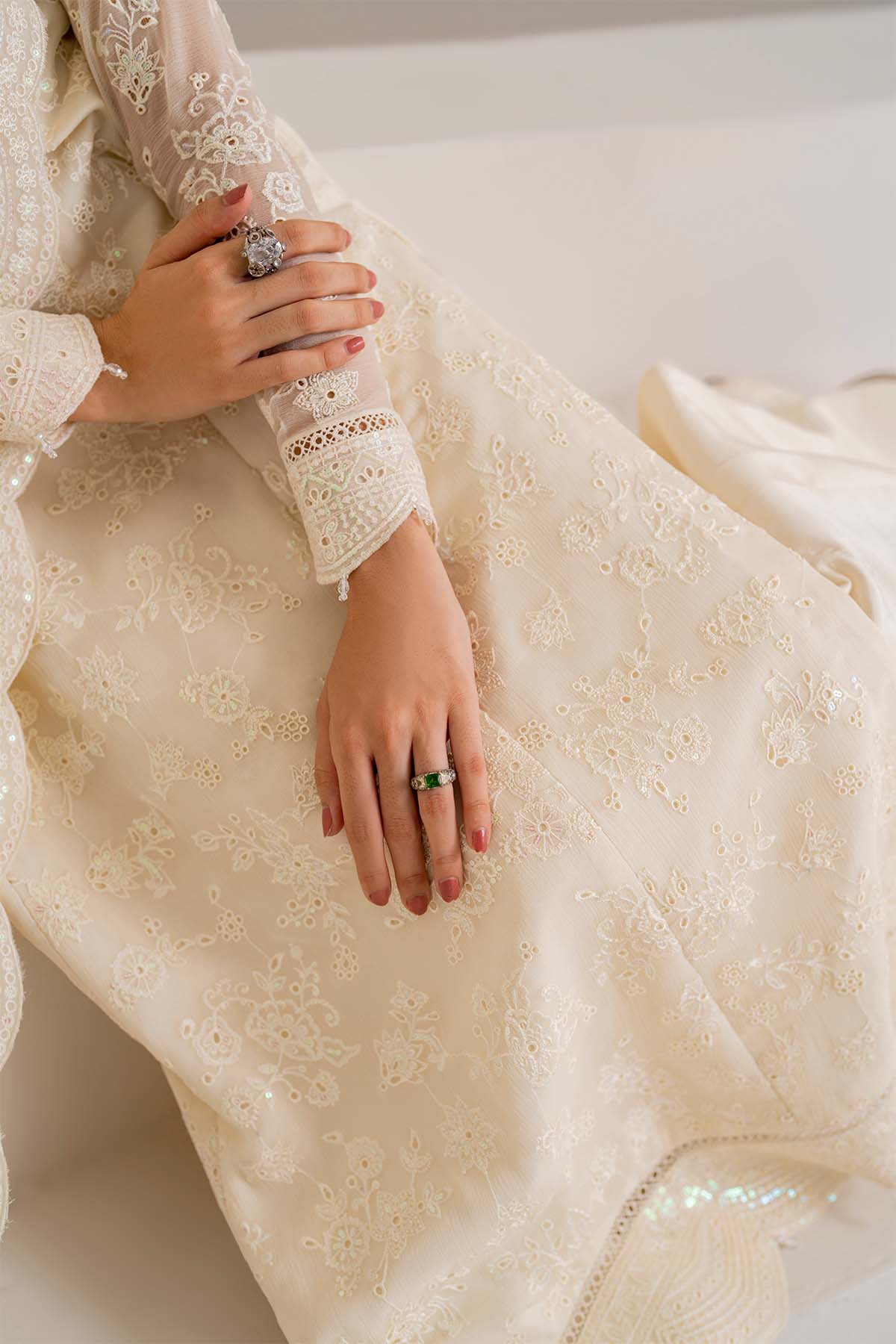 Farasha Embroidered Chiffon Wedding Wear Dove FAR16