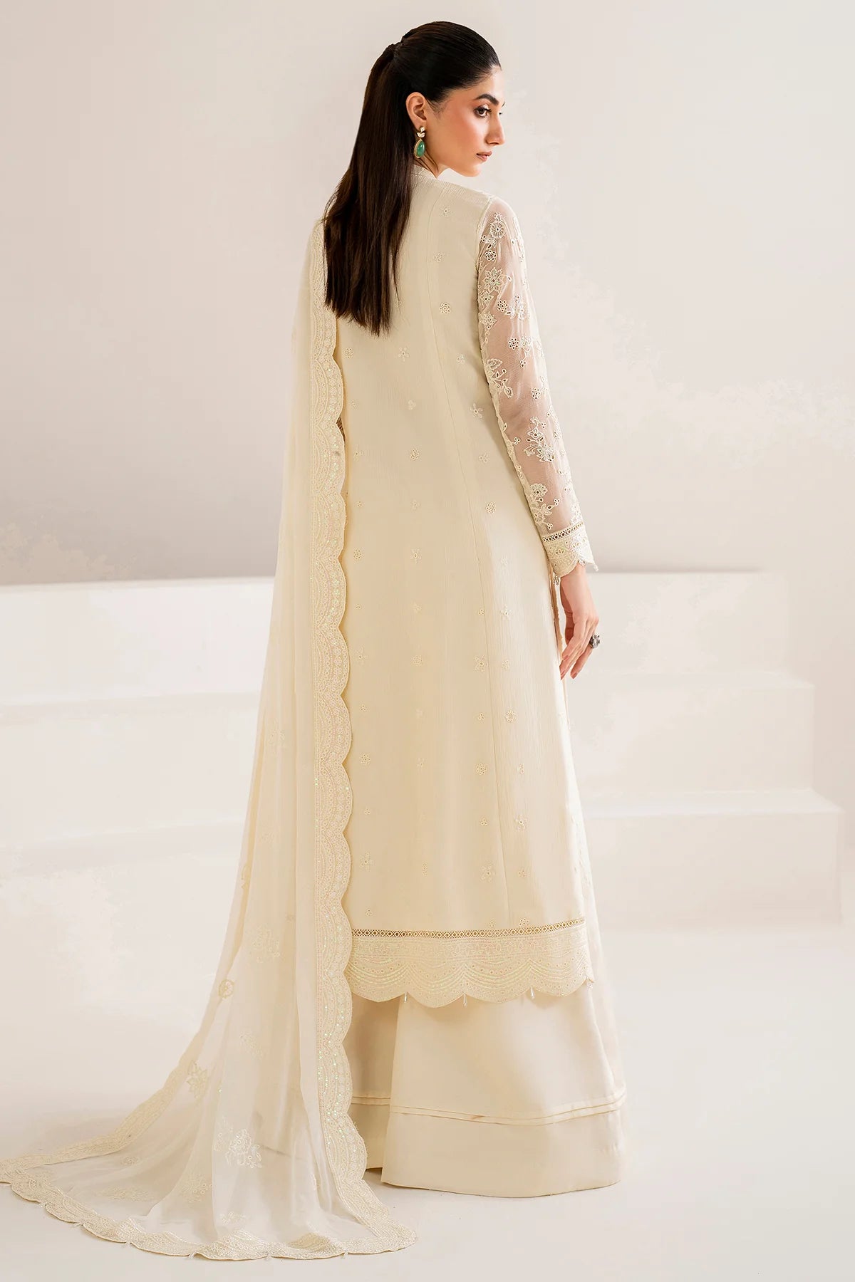 Farasha Embroidered Chiffon Wedding Wear Dove FAR16