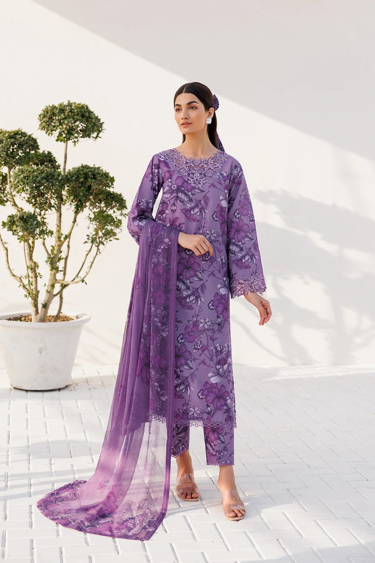 Farasha Lawn Vivid Purple 3 Piece Suit FAR08