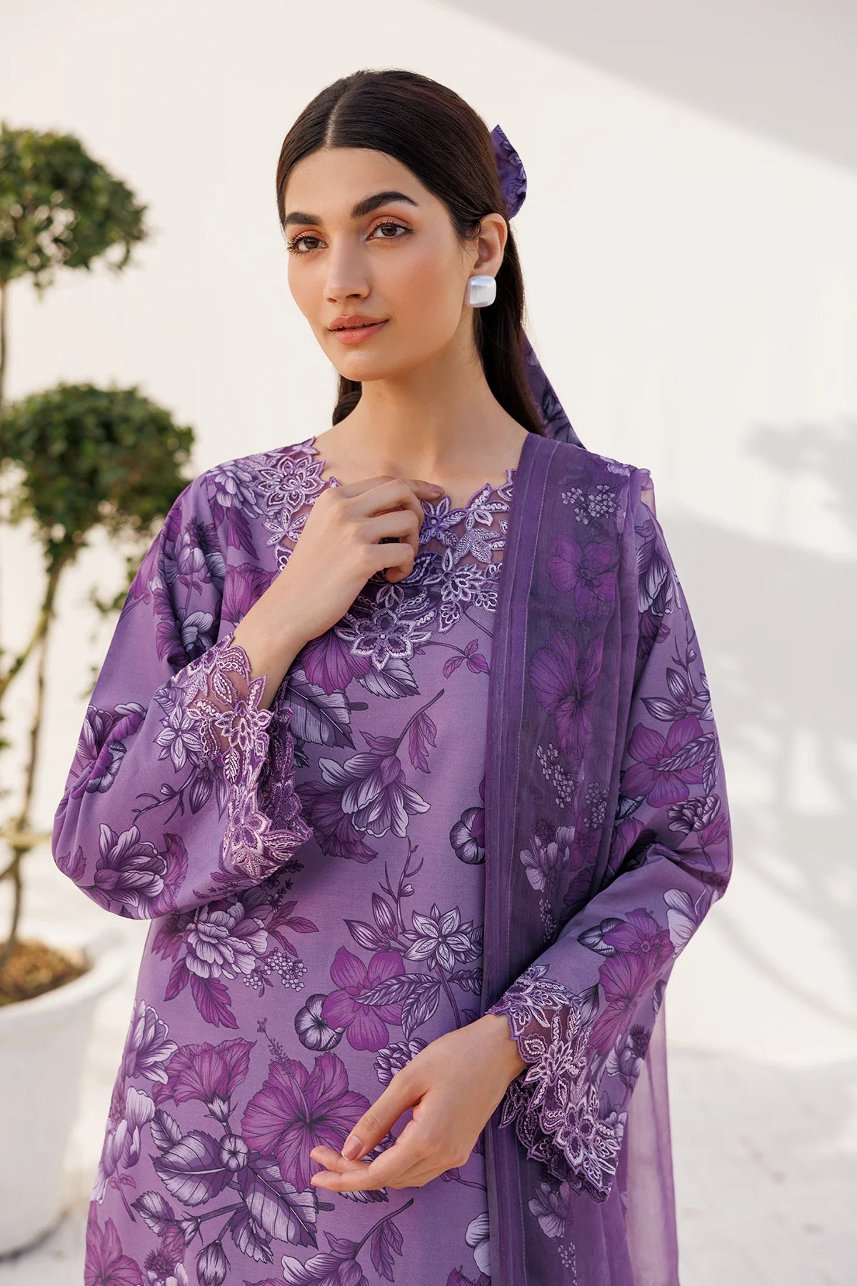 Farasha Lawn Vivid Purple 3 Piece Suit FAR08