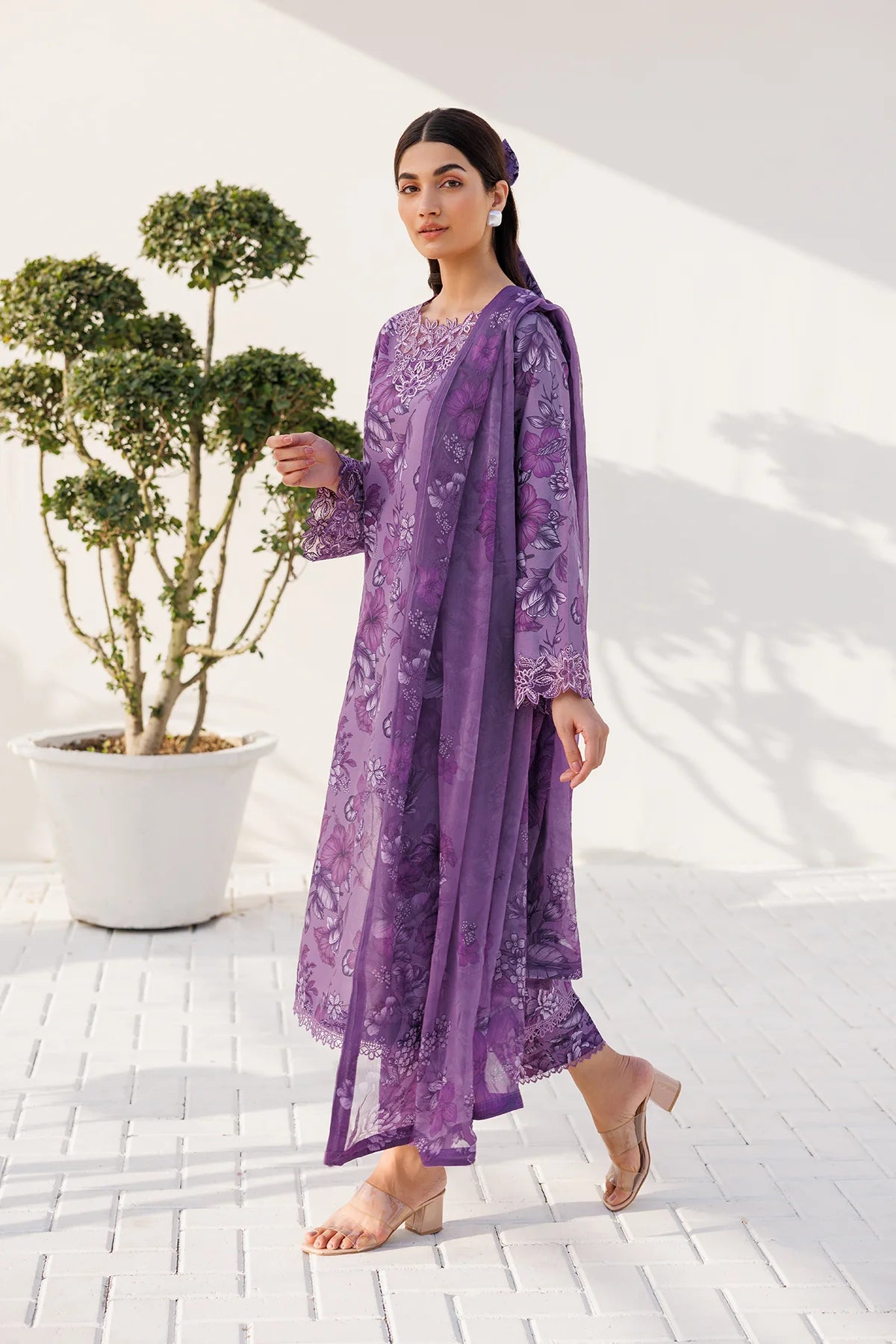 Farasha Lawn Vivid Purple 3 Piece Suit FAR08