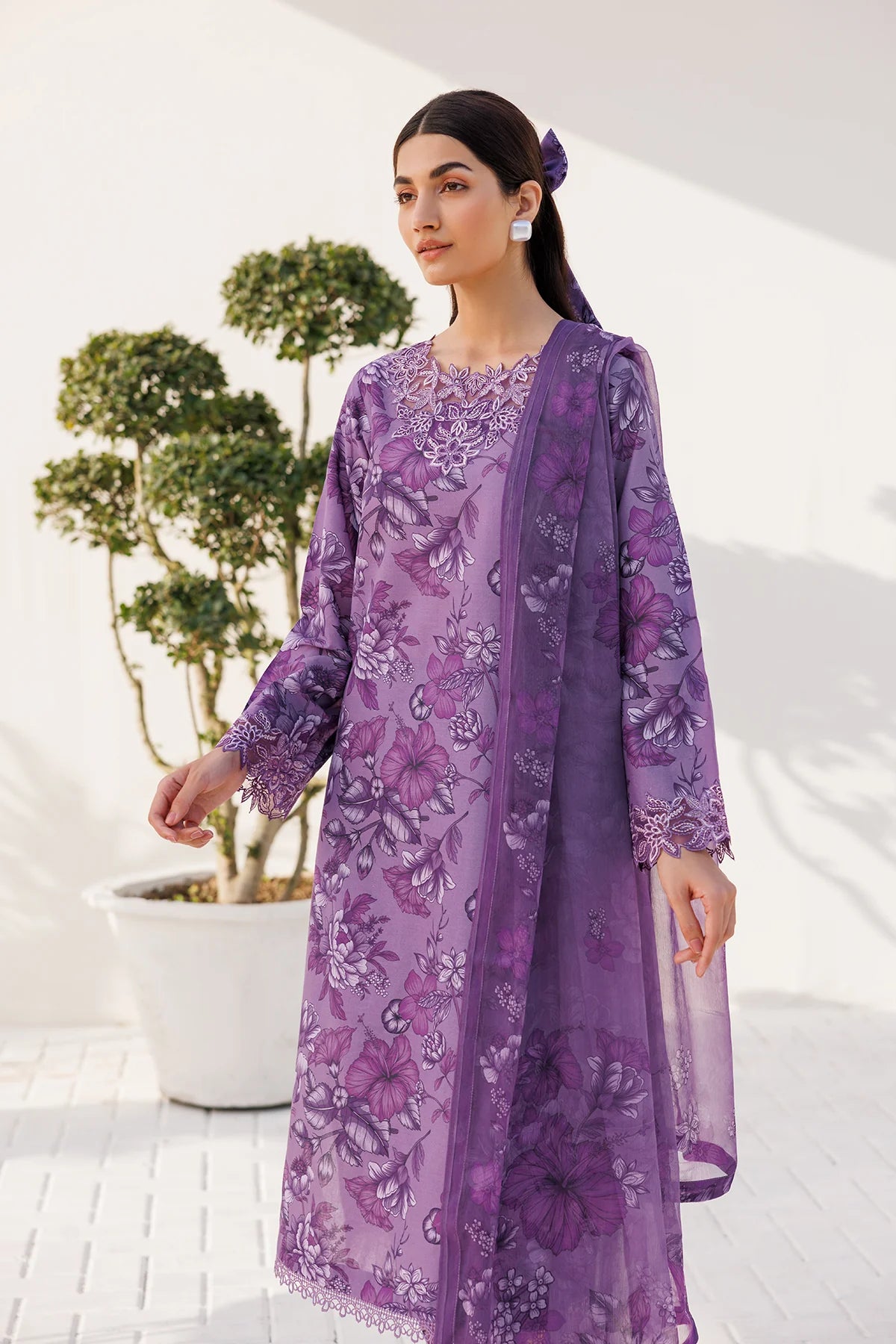 Farasha Lawn Vivid Purple 3 Piece Suit FAR08