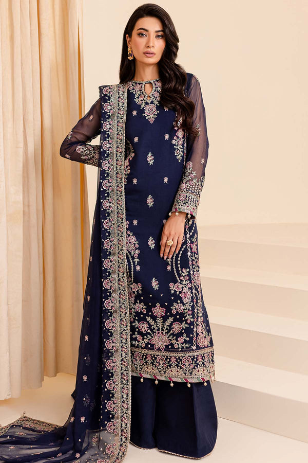 Farasha Embroidered Chiffon Wedding Wear Navy Noir FAR17