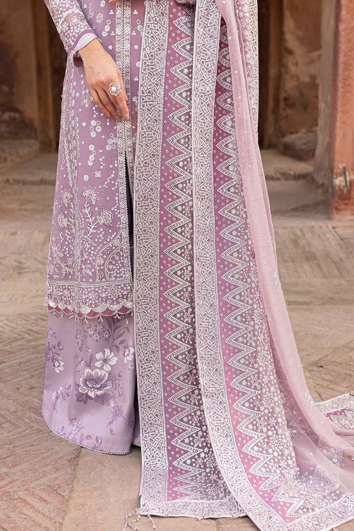 Farasha Embroidered Chiffon Wedding Wear Pastel Mist FAR11