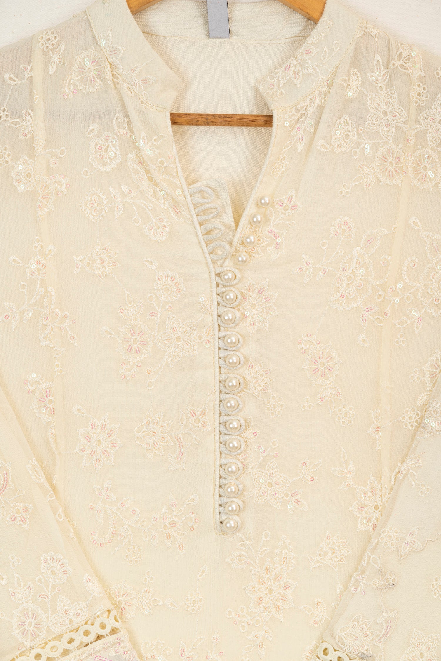 Farasha Embroidered Chiffon Wedding Wear Dove FAR16