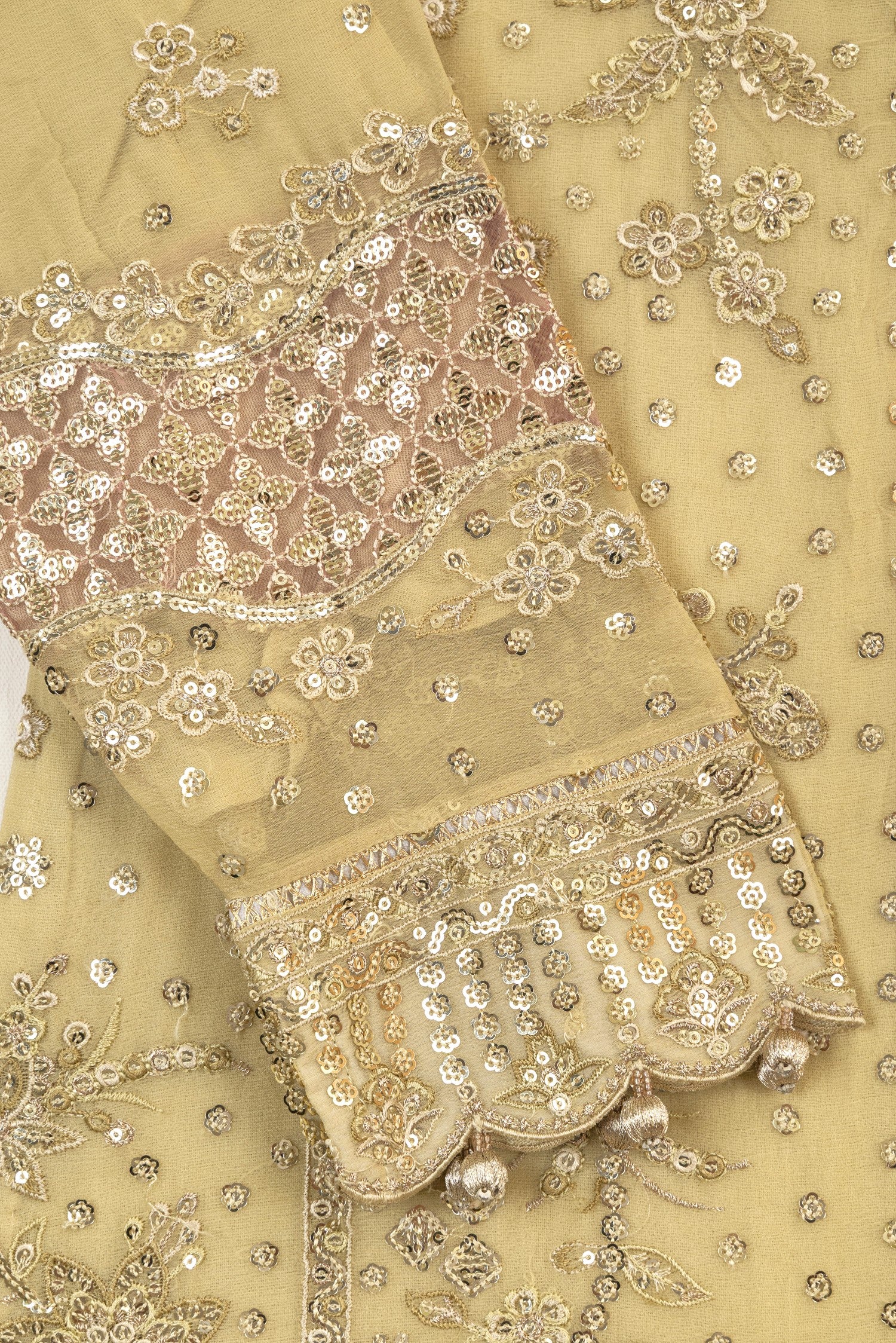 Farasha Embroidered Chiffon Wedding Wear Sharara Marigold Bliss FAR12