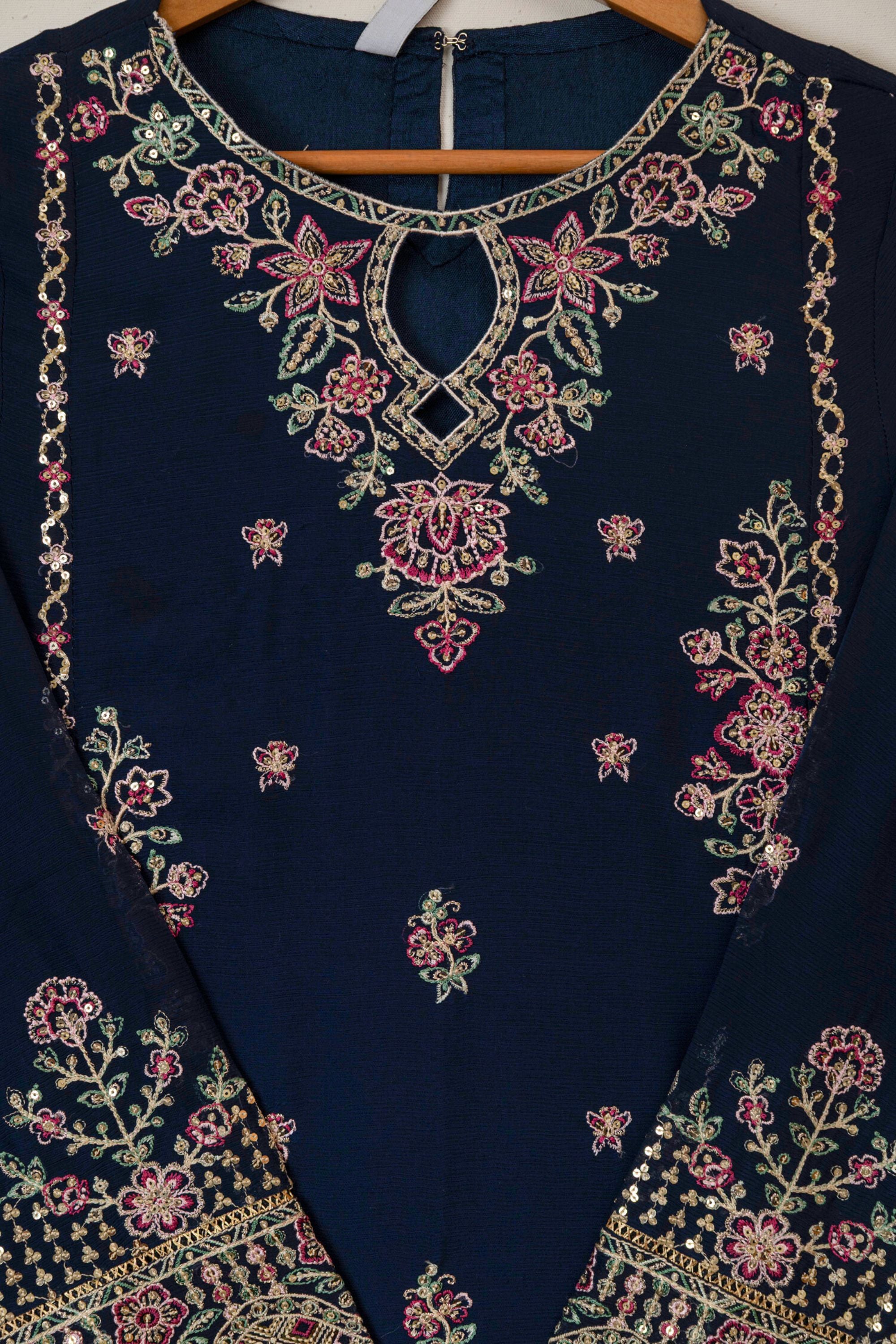 Farasha Embroidered Chiffon Wedding Wear Navy Noir FAR17