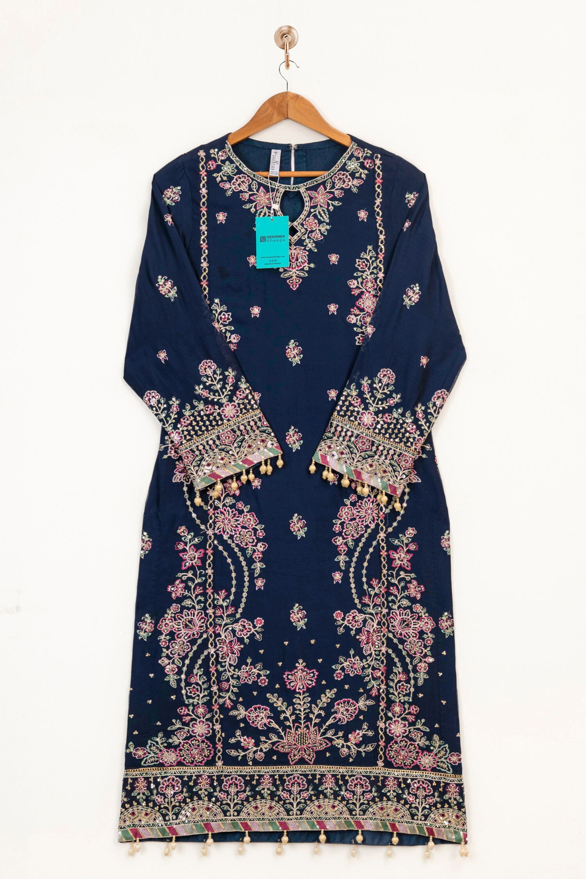 Farasha Embroidered Chiffon Wedding Wear Navy Noir FAR17