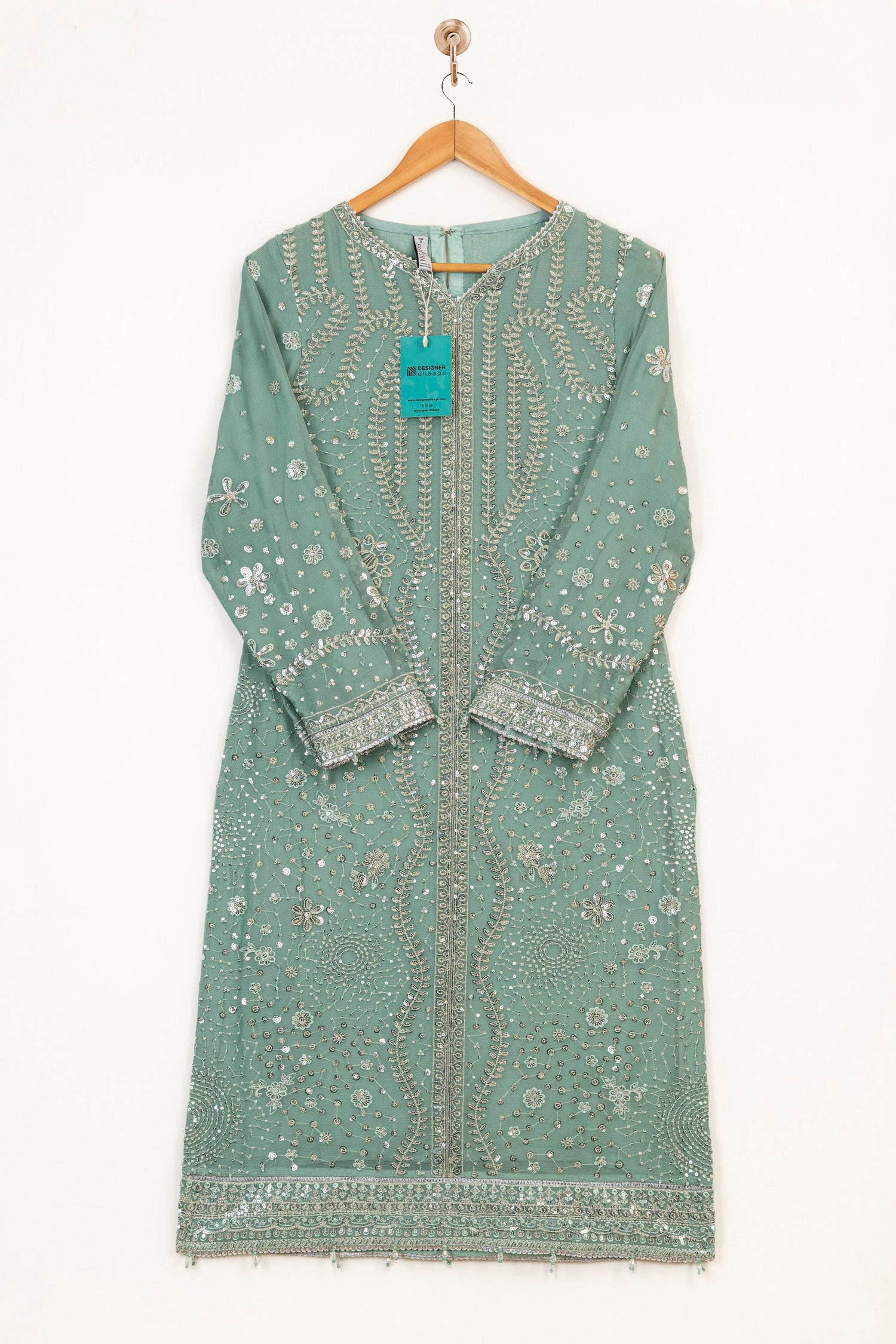 Farasha Embroidered Chiffon Wedding Wear Ocean Light FAR13