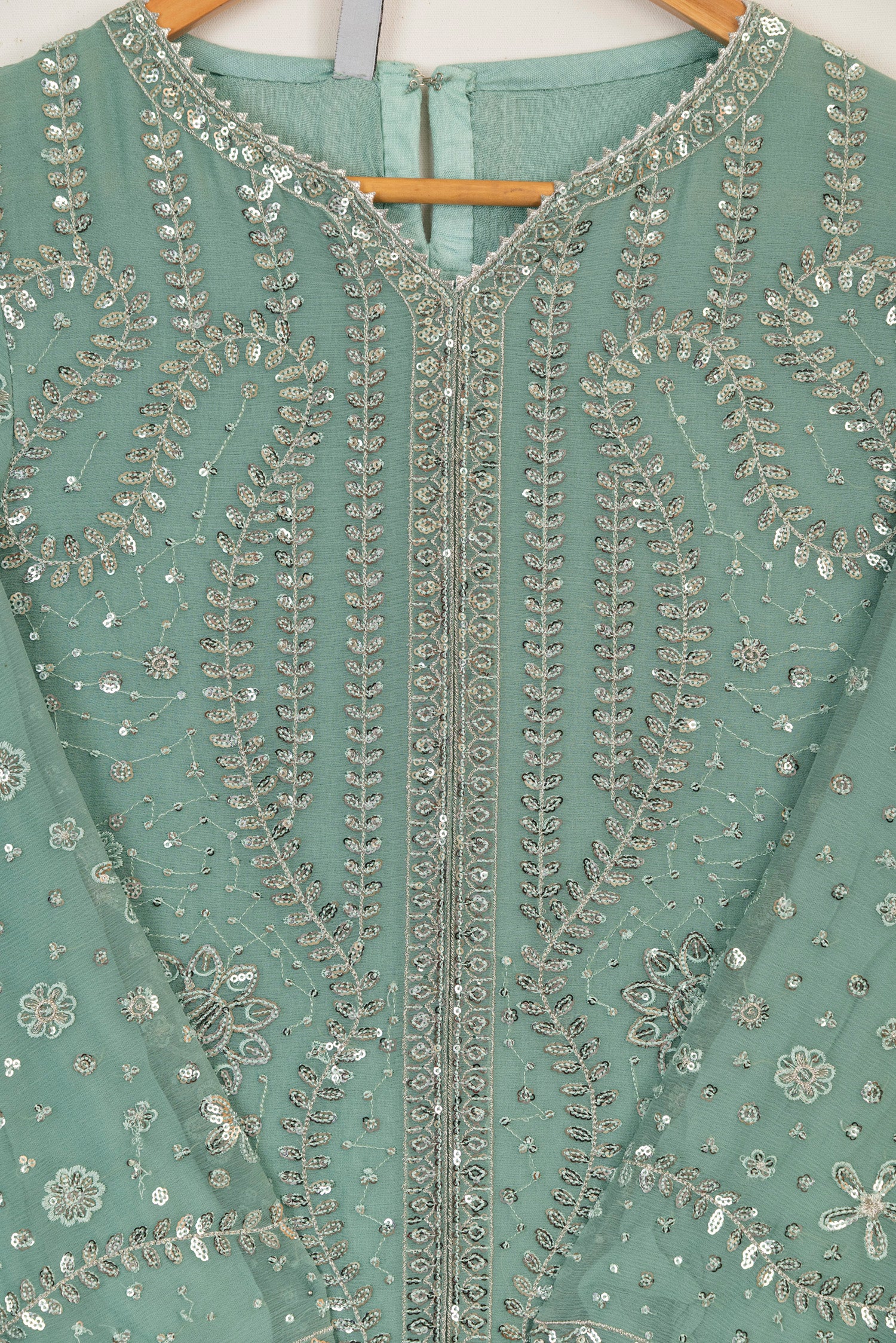 Farasha Embroidered Chiffon Wedding Wear Ocean Light FAR13
