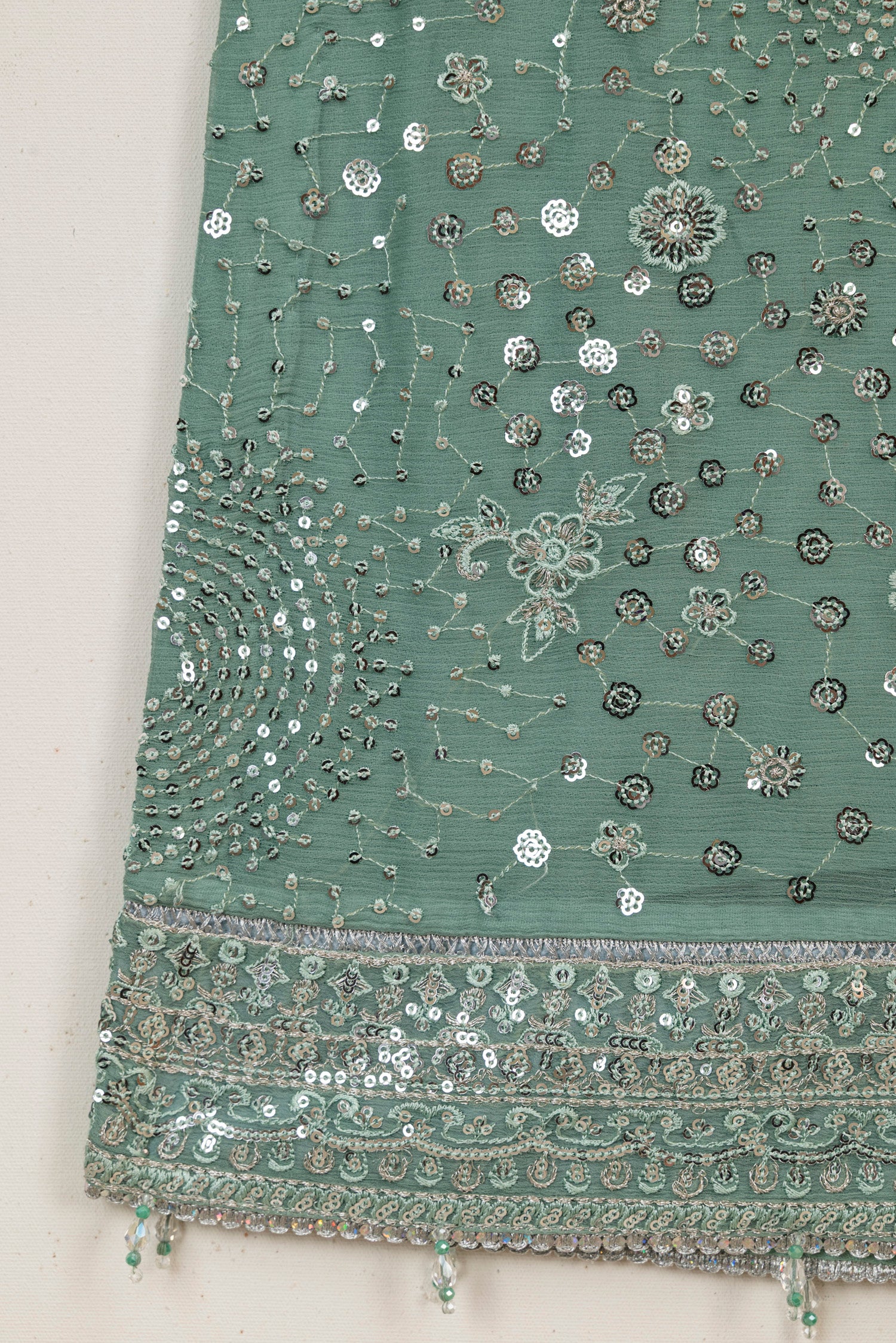 Farasha Embroidered Chiffon Wedding Wear Ocean Light FAR13