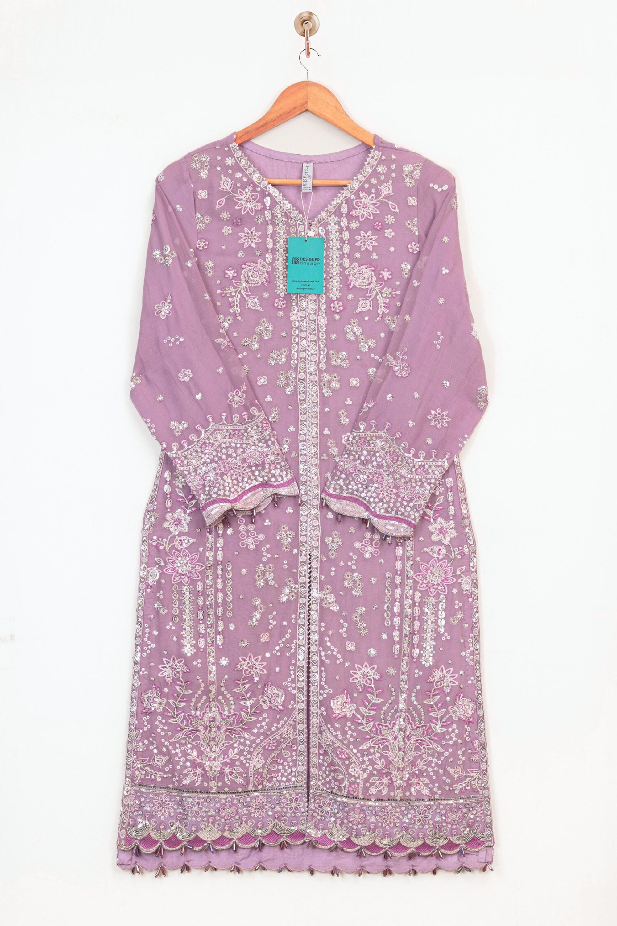 Farasha Embroidered Chiffon Wedding Wear Pastel Mist FAR11