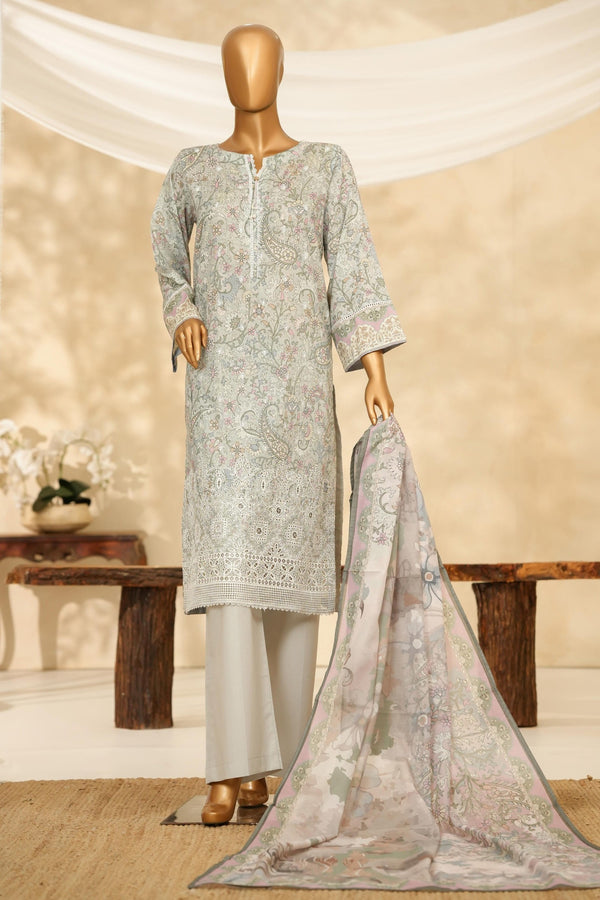 HZ Textiles Chikankari Lawn 3 Piece Suit HZT03