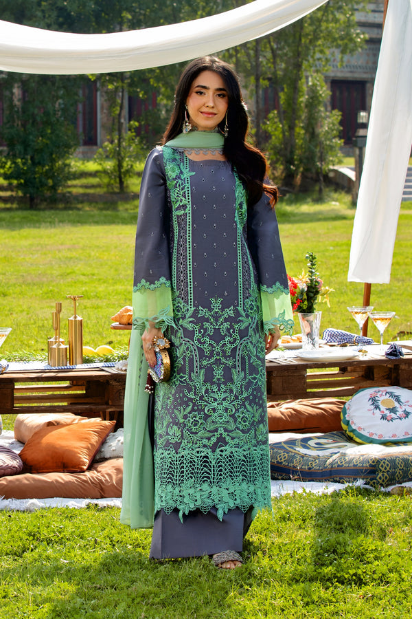 Heeras Embroidered Cambric 3 Piece Suit HEE40
