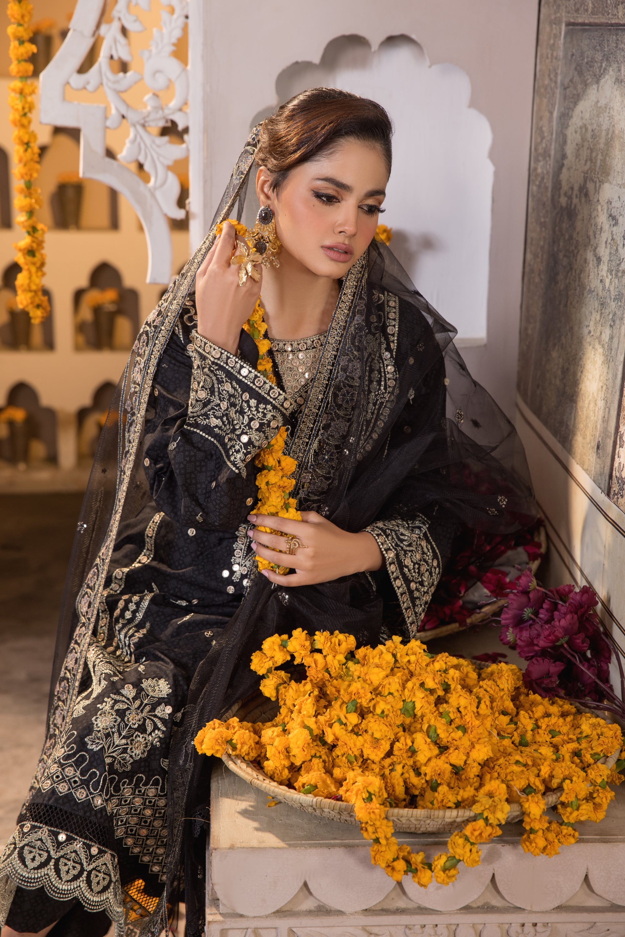 Heeras Embroidered Cambric 3 Piece Suit HEE17