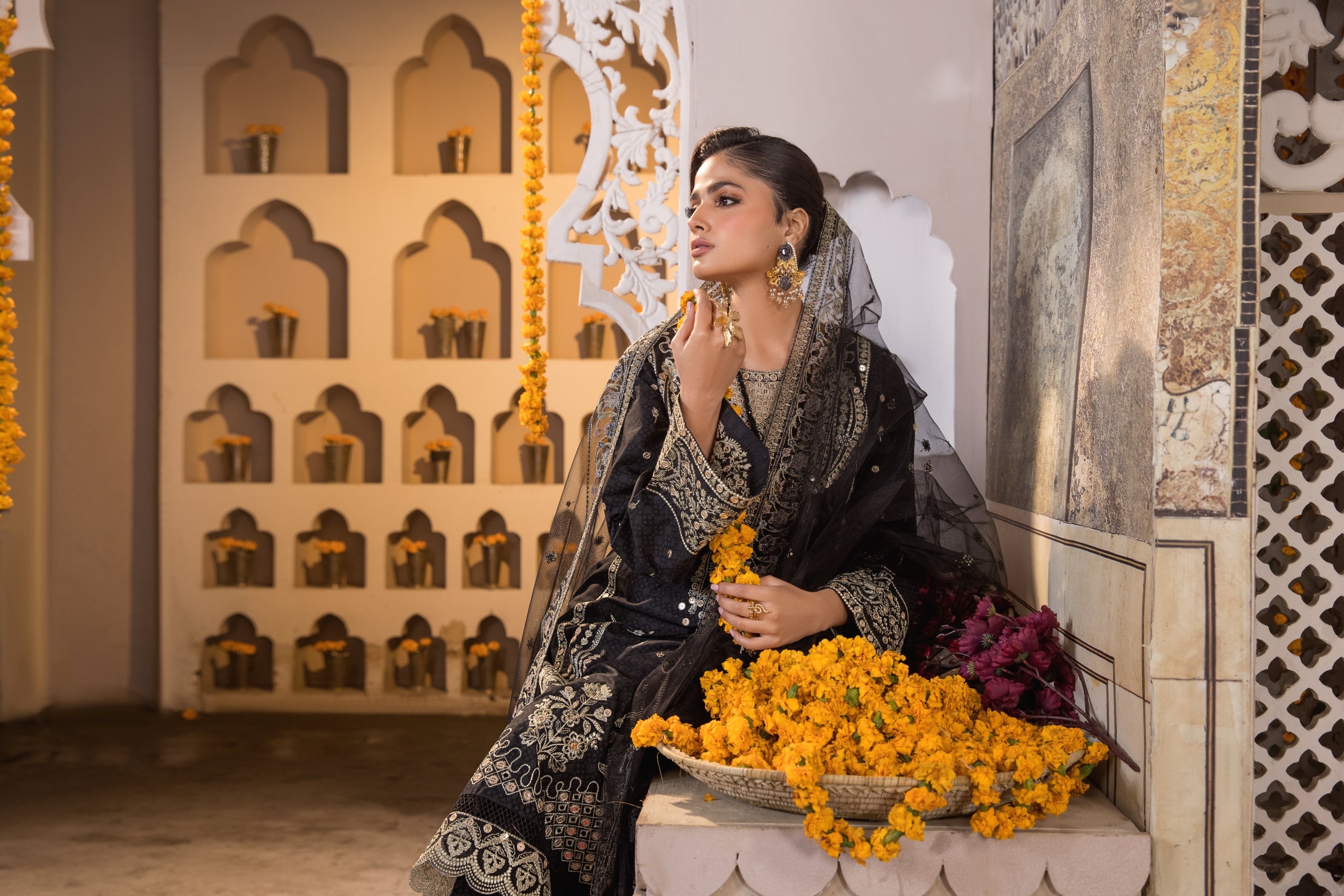 Heeras Embroidered Cambric 3 Piece Suit HEE17