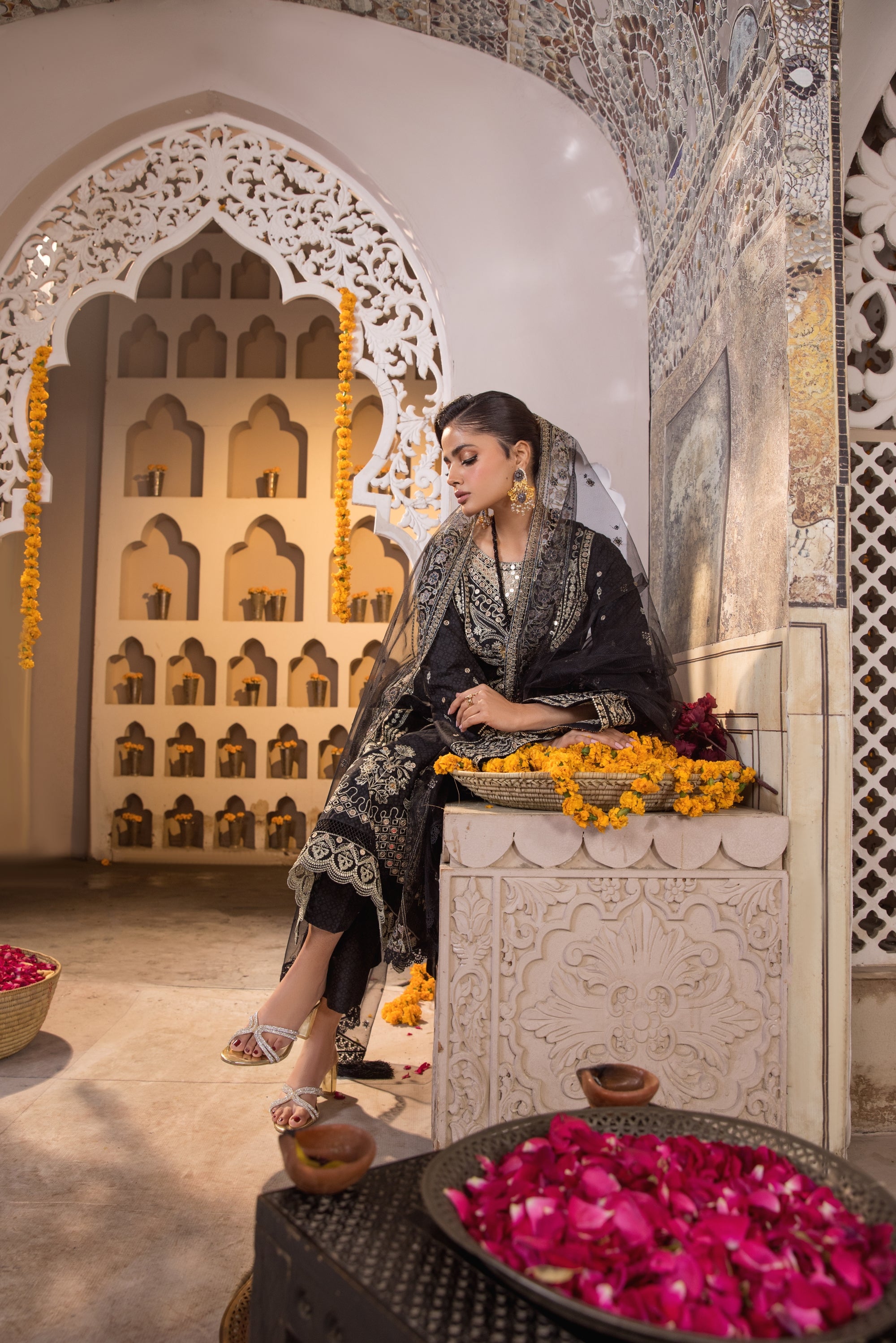 Heeras Embroidered Cambric 3 Piece Suit HEE17