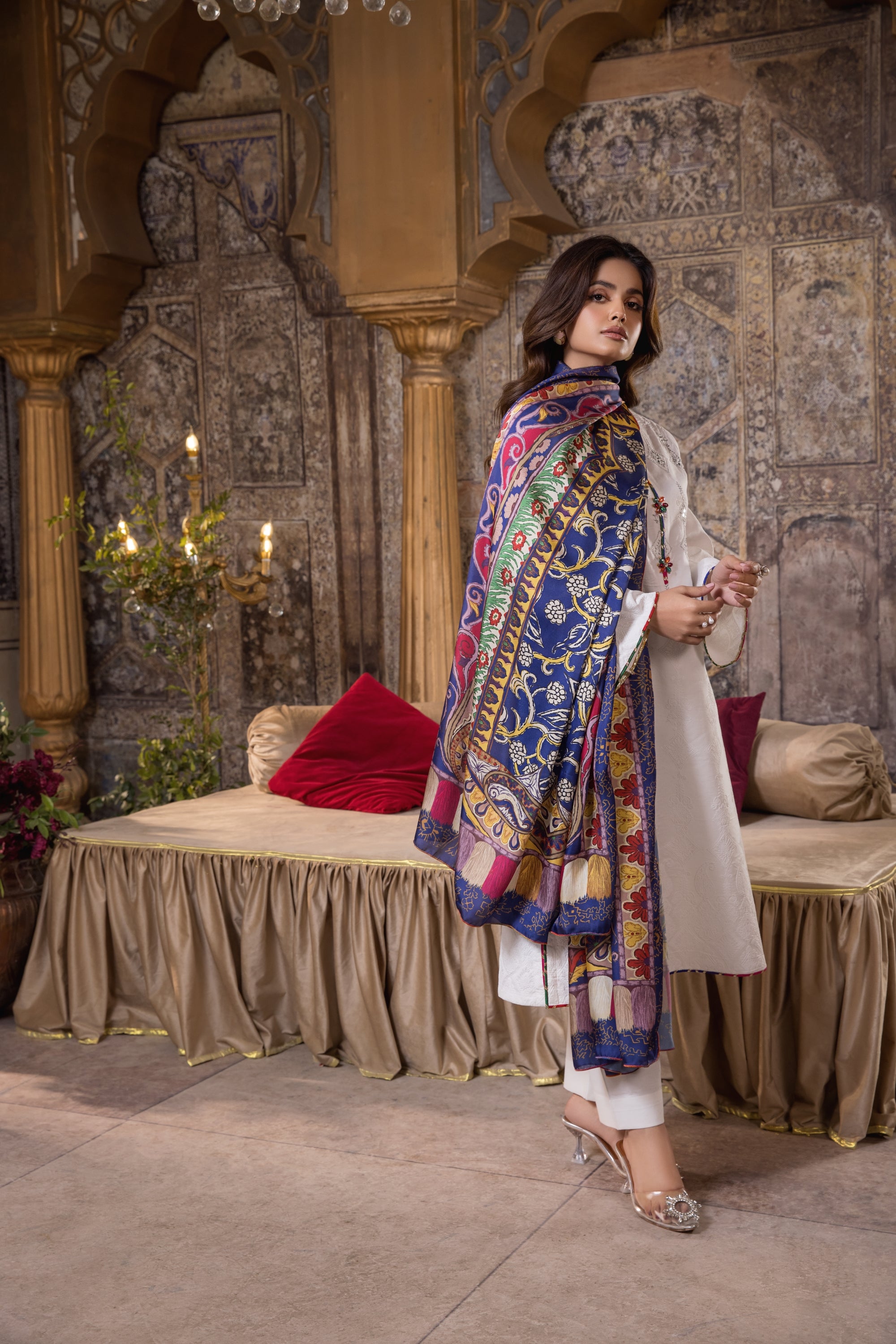 Heeras Embroidered Cambric 3 Piece Suit HEE24