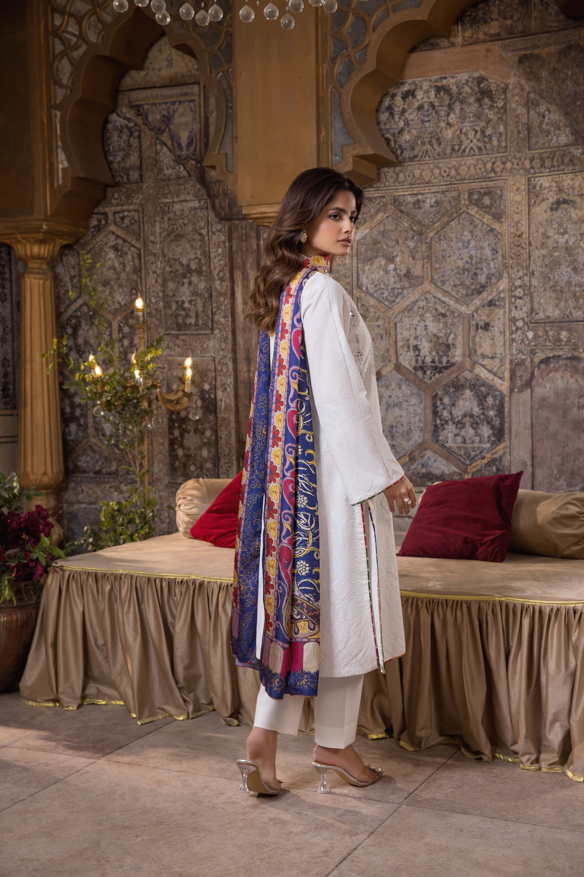 Heeras Embroidered Cambric 3 Piece Suit HEE24