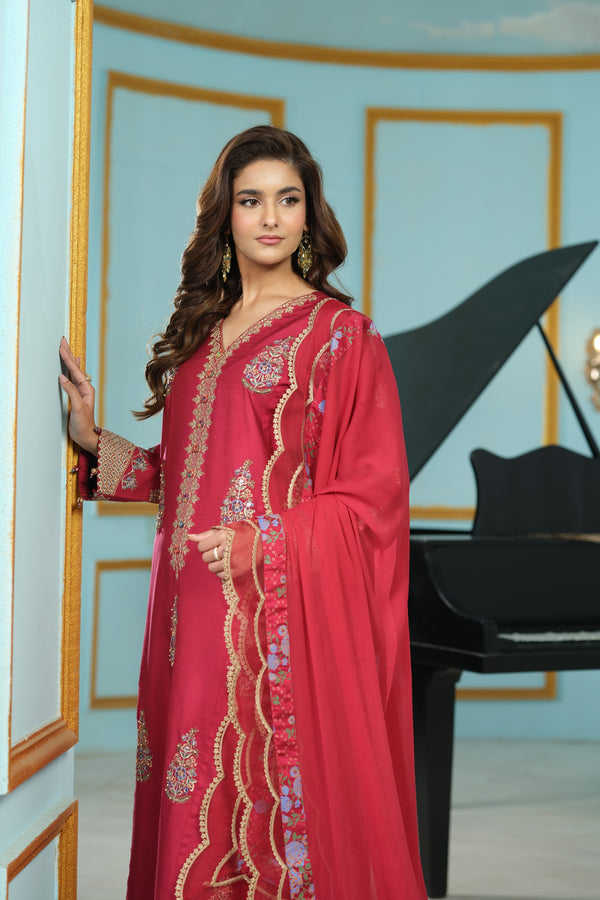 Heeras Embroidered Viscose 3 Piece Suit HEE75
