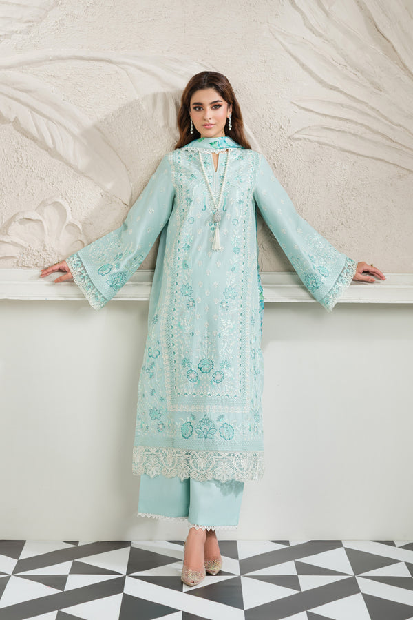 Heeras Embroidered Viscose 3 Piece Suit HEE79