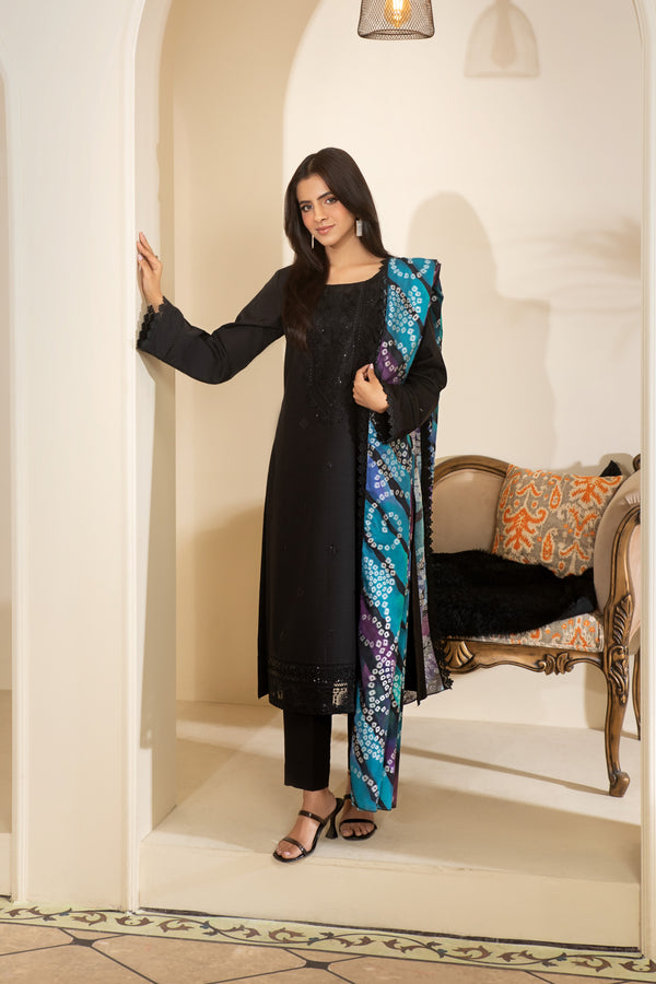 Heeras Embroidered Cambric 3 Piece Suit HEE38