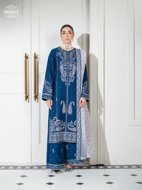 Heeras Embroidered Dhanak 3 Piece Suit HEE67