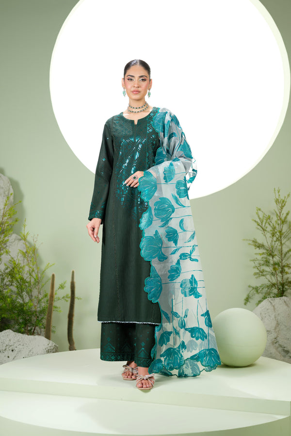 Heeras Embroidered Khaddar 3 Piece Suit HEE61