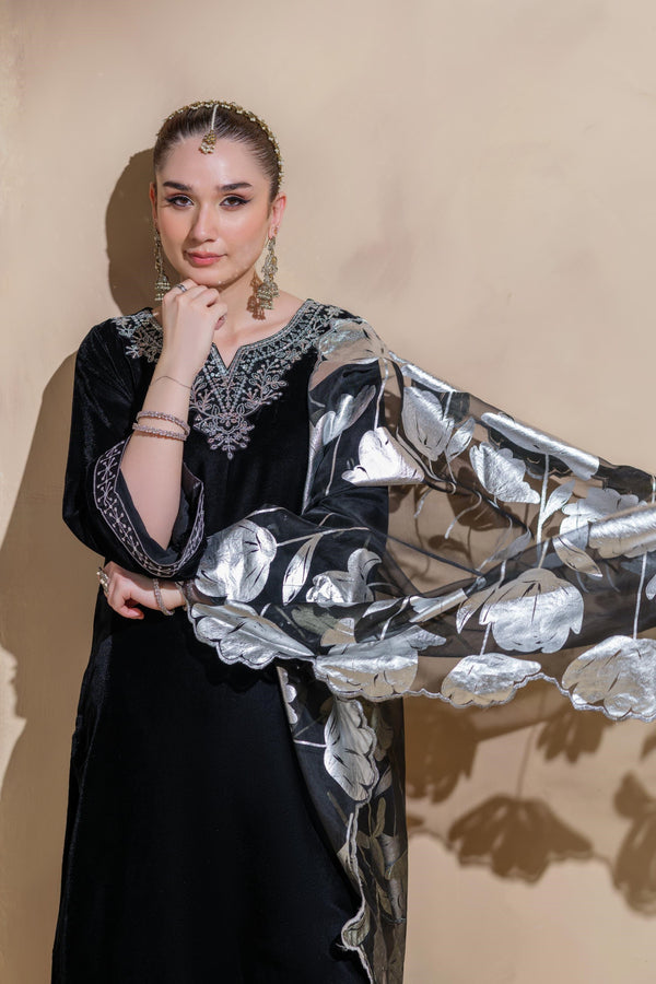 Heeras Embroidered Velvet 3 Piece Suit HEE66