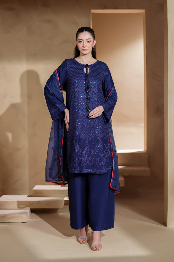 Heeras Embroidered Viscose 3 Piece Suit HEE44