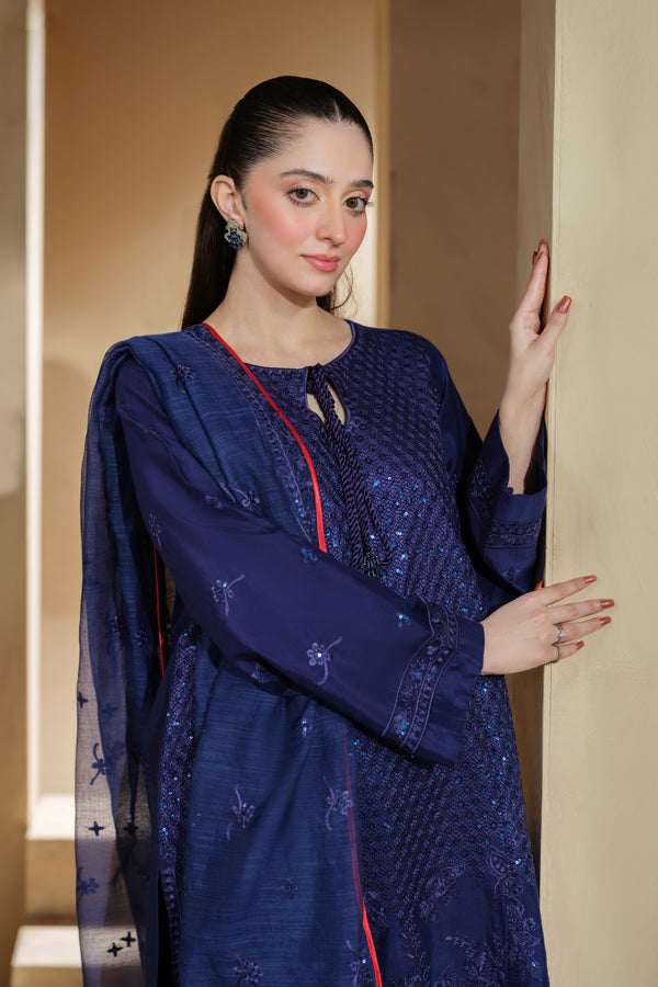 Heeras Embroidered Viscose 3 Piece Suit HEE44