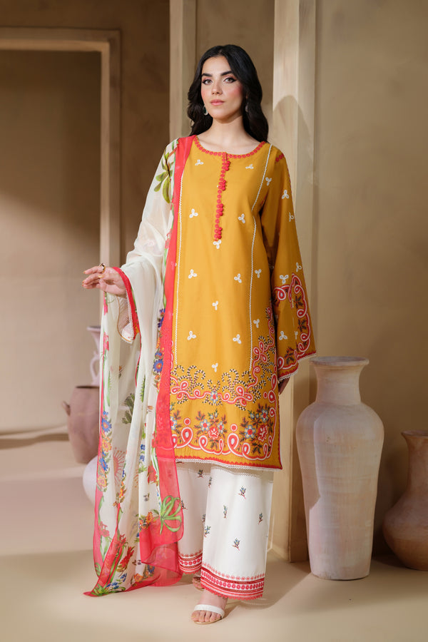 Heeras Embroidered Viscose 3 Piece Suit HEE49