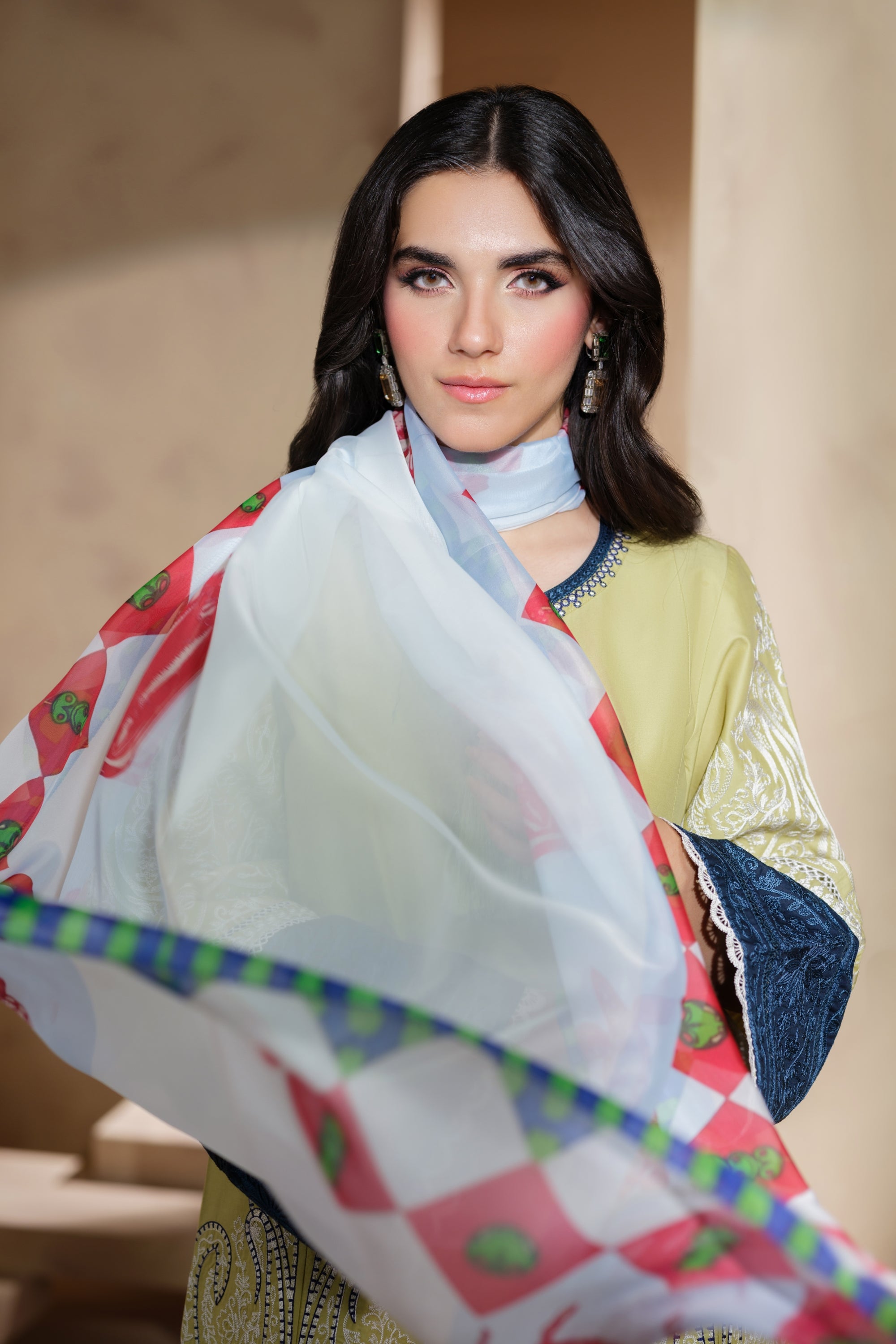 Heeras Embroidered Viscose 3 Piece Suit HEE50