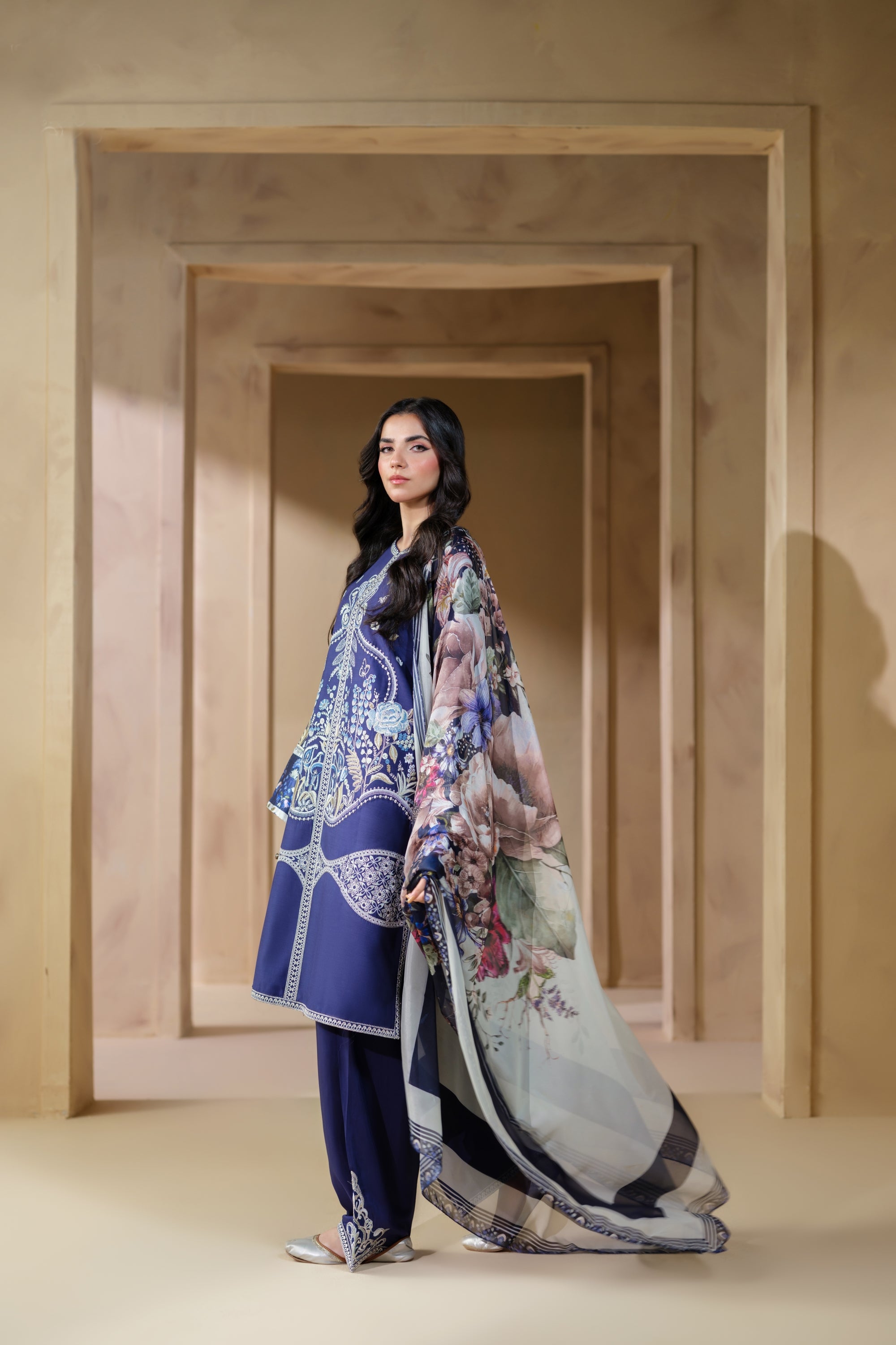 Heeras Embroidered Viscose Farshi Shalwar Suit HEE54