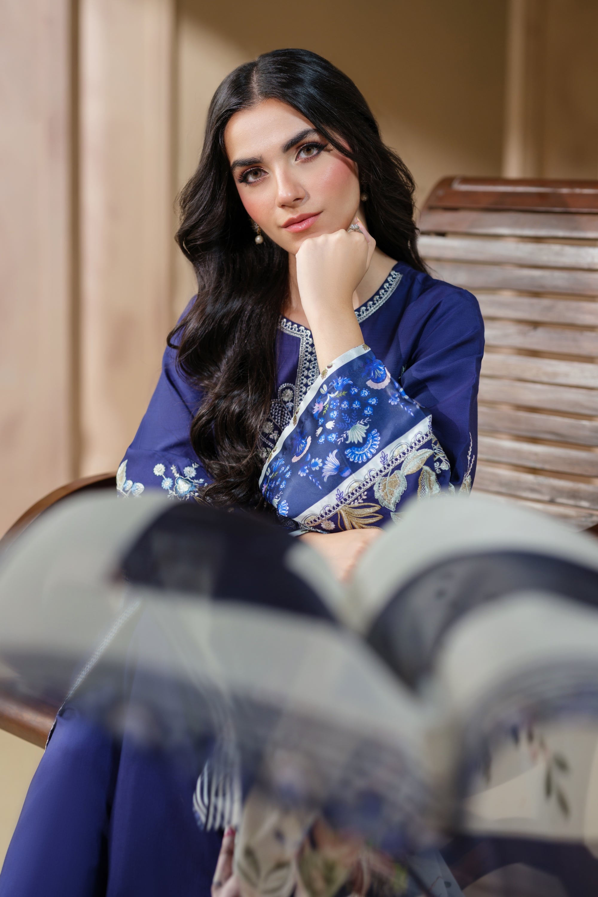 Heeras Embroidered Viscose Farshi Shalwar Suit HEE54