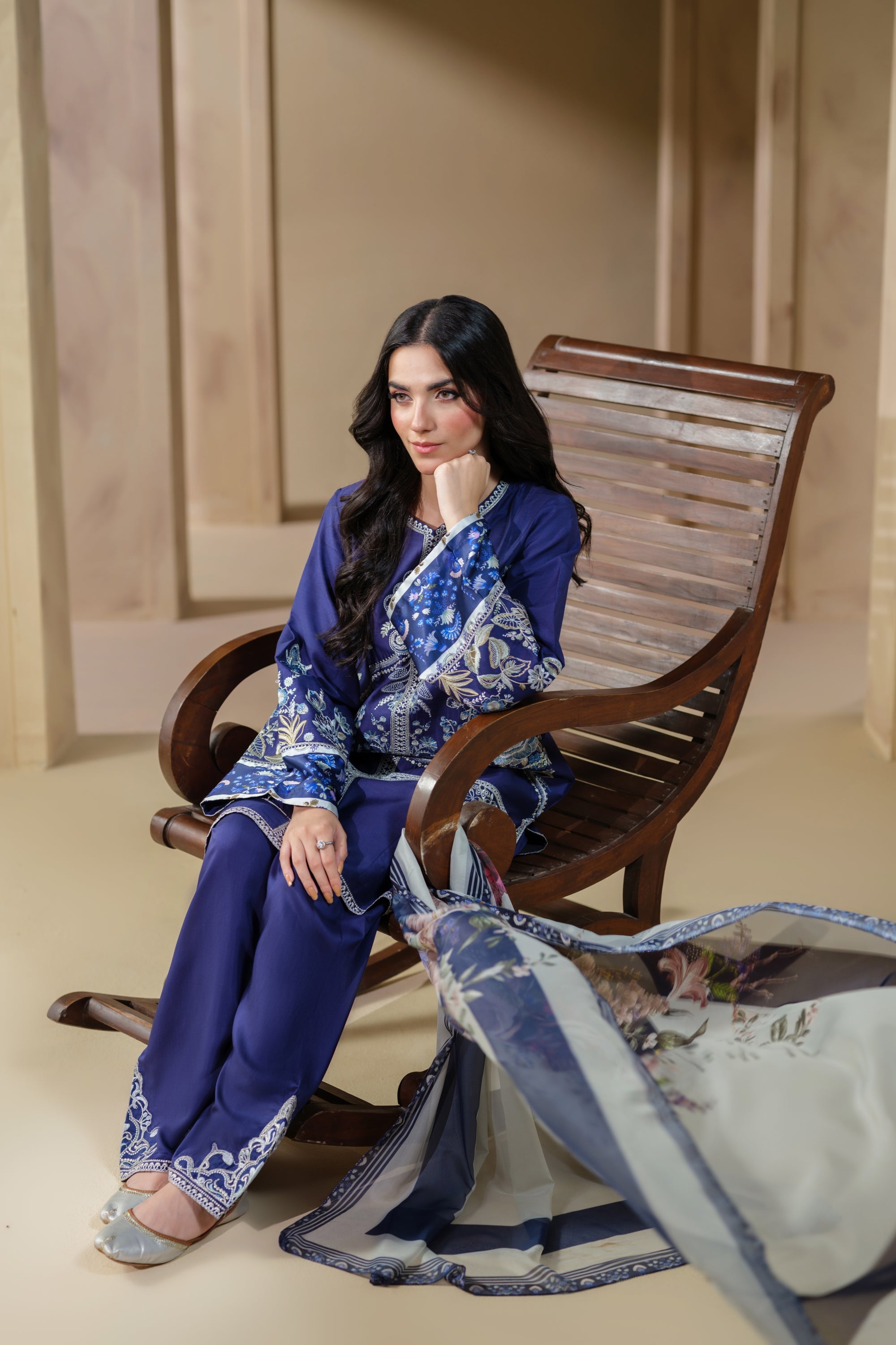 Heeras Embroidered Viscose Farshi Shalwar Suit HEE54