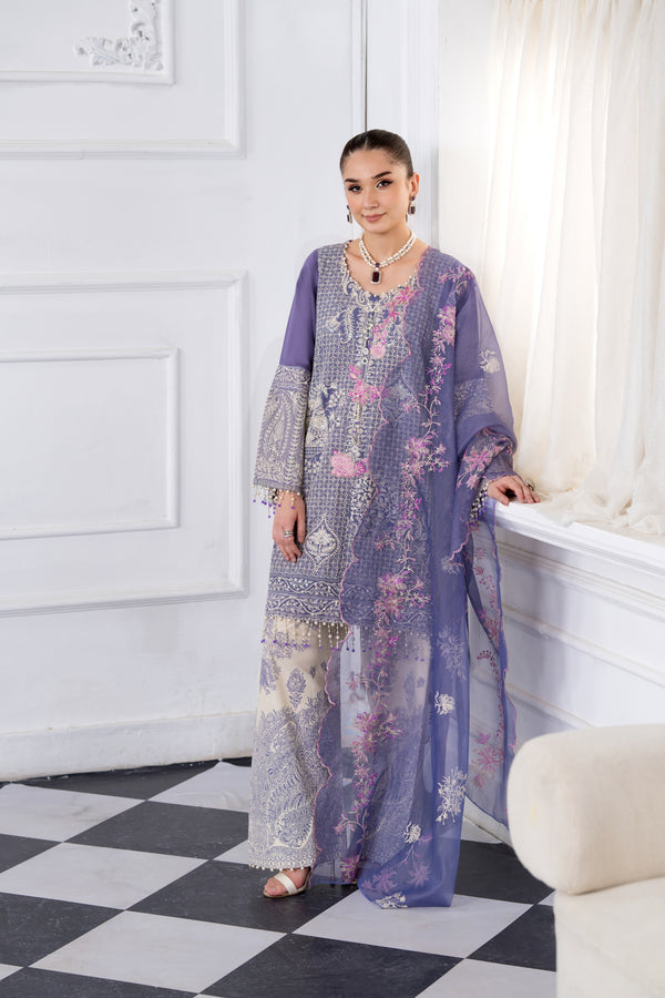 Heeras Embroidered Viscose 3 Piece Suit HEE41