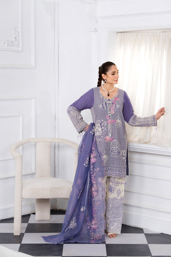 Heeras Embroidered Viscose 3 Piece Suit HEE41