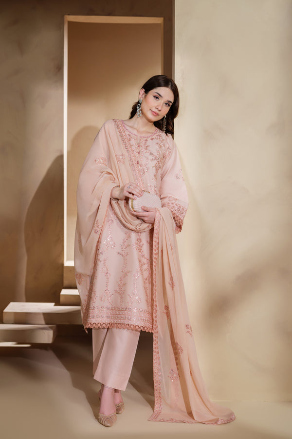 Heeras Embroidered Viscose 3 Piece Suit HEE47