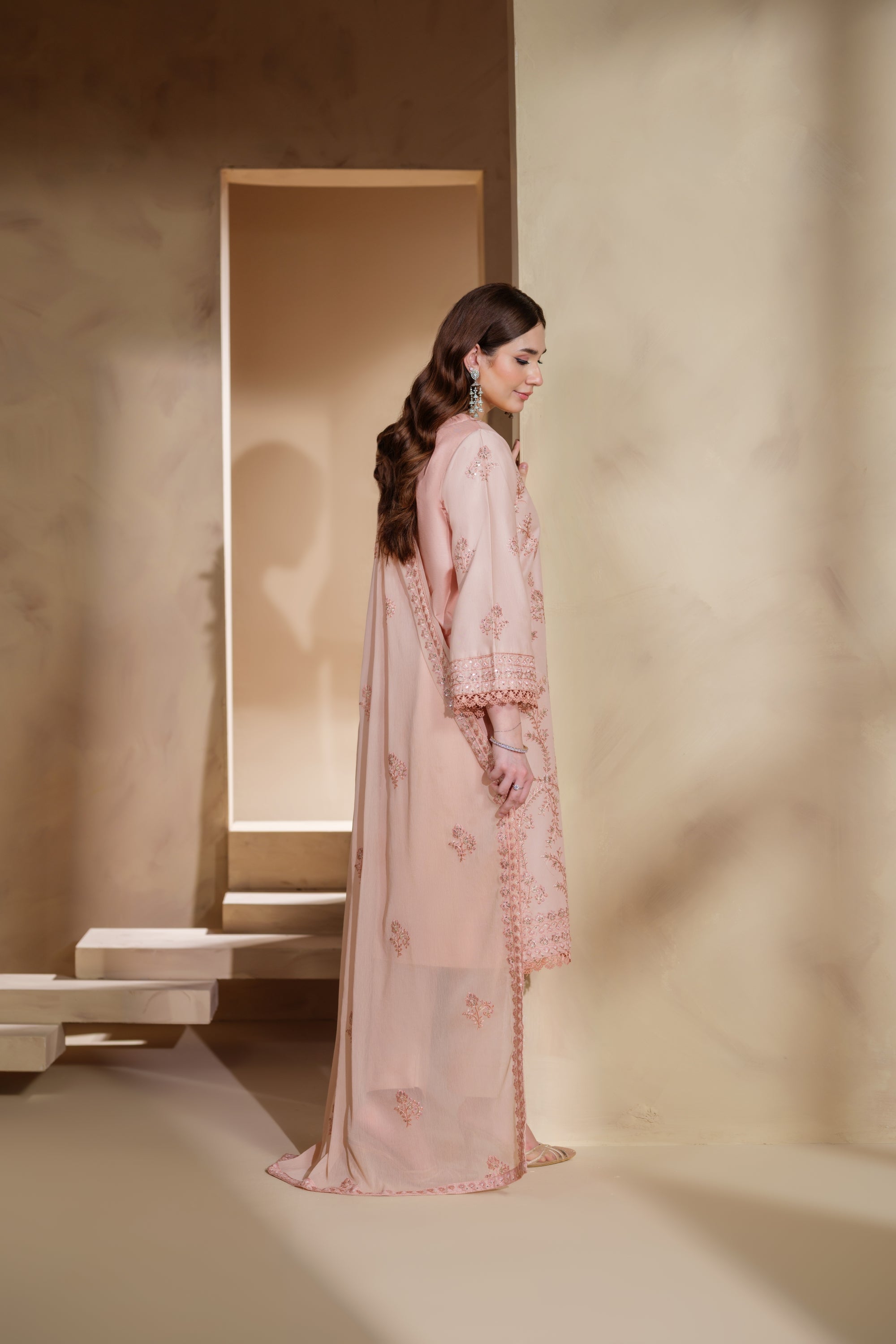 Heeras Embroidered Viscose 3 Piece Suit HEE47