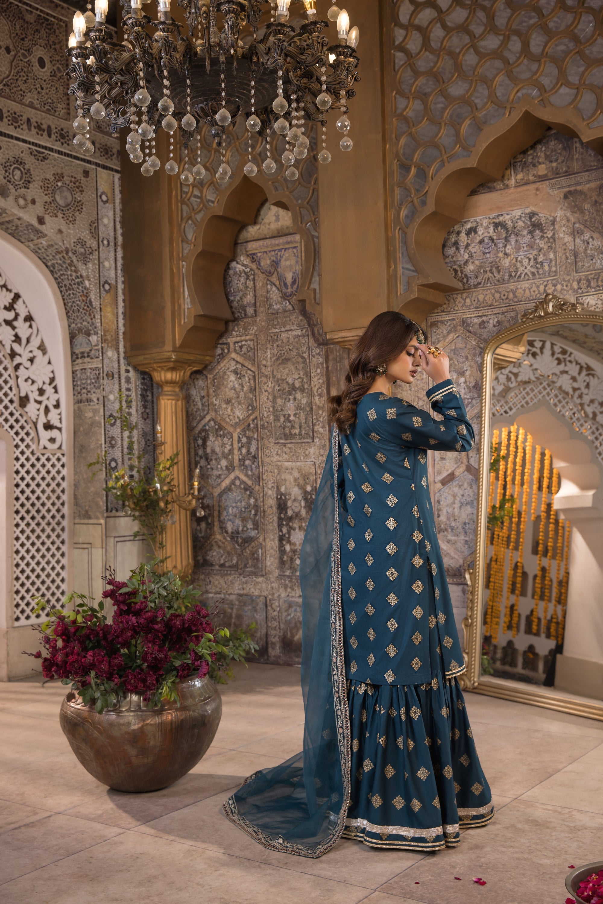 Heeras Embroidered Cambric 3 Piece Gharara Suit HEE21