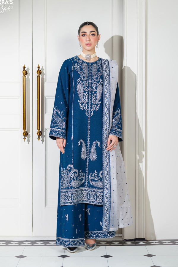 Heeras Embroidered Dhanak 3 Piece Suit HEE67